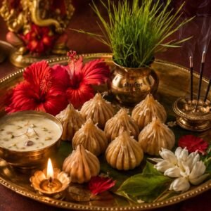 ganesh puja thali and bhoog hindu cultural festivals in India