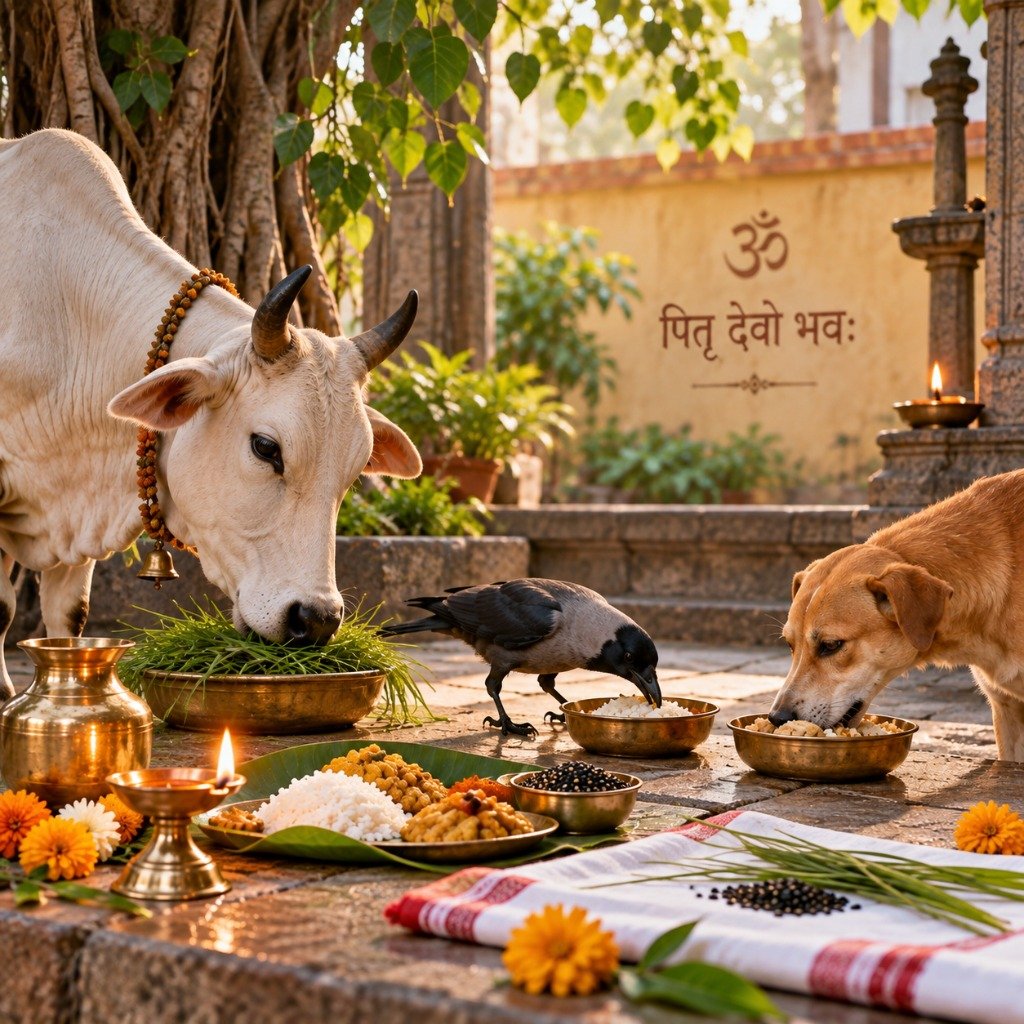 cow, dog, crow pitru paksha tradition